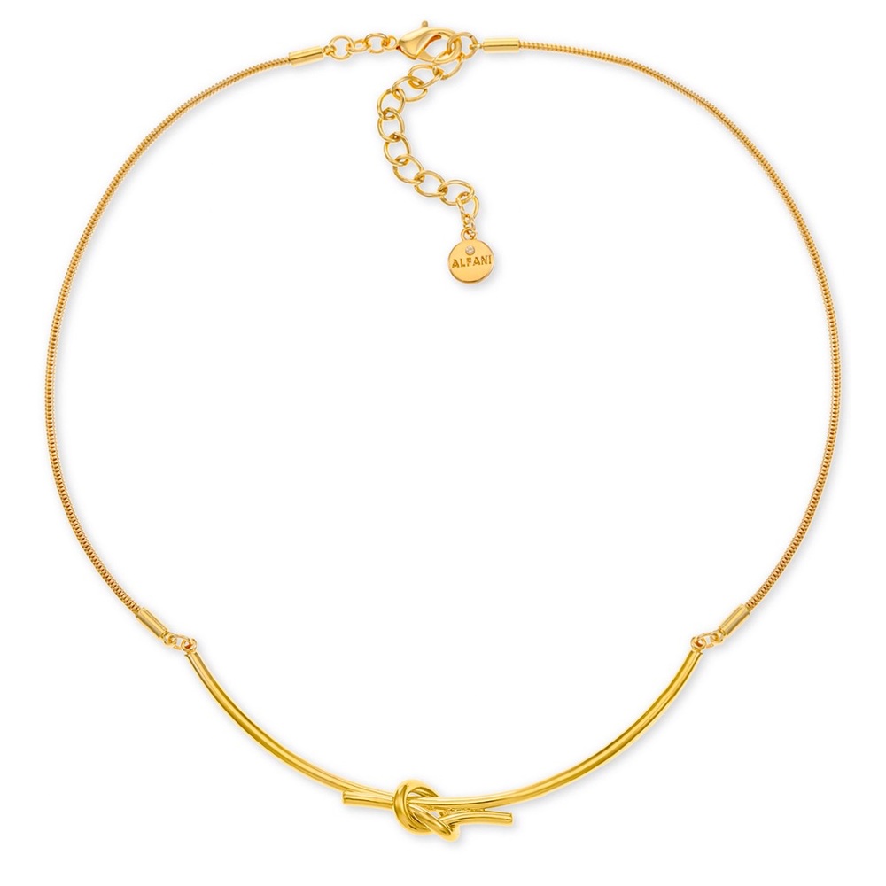 Alfani Gold-Tone Knotted Frontal Necklace, 17" + 2" extender